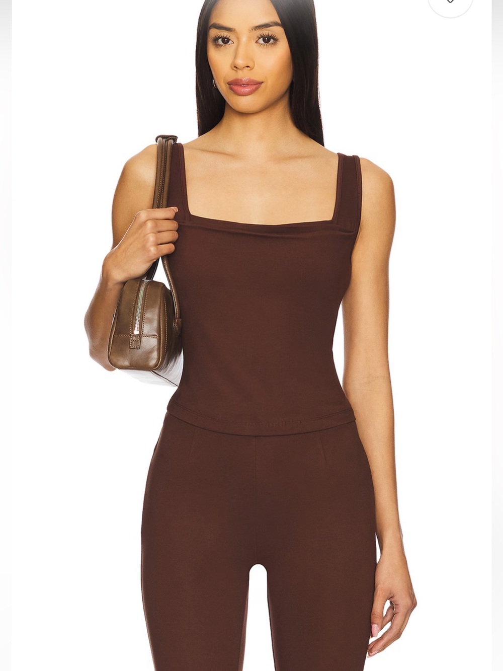 Miaou Chocolate Brown Square-Neck Tank